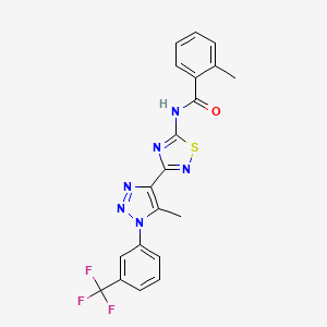 2-methyl-N-(3-(5-methyl-1-(3-(trifluoromethyl)phenyl)-1H-1,2,3-triazol-4-yl)-1,2,4-thiadiazol-5-yl)benzamide
