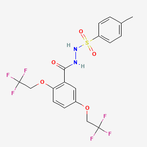 molecular formula C18H16F6N2O5S B2416772 N'-(4-methylphenyl)sulfonyl-2,5-bis(2,2,2-trifluoroethoxy)benzohydrazide CAS No. 477863-95-9