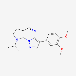molecular formula C20H24N4O2 B2416777 3-(3,4-dimethoxyphenyl)-8-isopropyl-5-methyl-7,8-dihydro-6H-pyrazolo[1,5-a]pyrrolo[3,2-e]pyrimidine CAS No. 685108-50-3