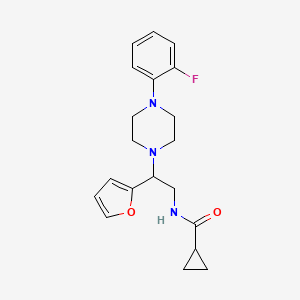 molecular formula C20H24FN3O2 B2416780 N-(2-(4-(2-fluorophenyl)piperazin-1-yl)-2-(furan-2-yl)ethyl)cyclopropanecarboxamide CAS No. 877633-14-2