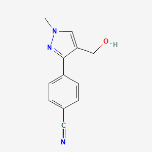 molecular formula C12H11N3O B2416785 4-[4-(hydroxymethyl)-1-methyl-1H-pyrazol-3-yl]benzonitrile CAS No. 1443981-26-7