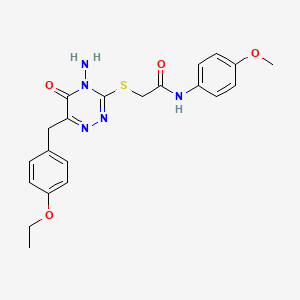 molecular formula C21H23N5O4S B2416797 2-((4-amino-6-(4-ethoxybenzyl)-5-oxo-4,5-dihydro-1,2,4-triazin-3-yl)thio)-N-(4-methoxyphenyl)acetamide CAS No. 886964-04-1