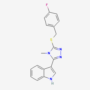 molecular formula C18H15FN4S B2416798 3-(5-((4-fluorobenzyl)thio)-4-methyl-4H-1,2,4-triazol-3-yl)-1H-indole CAS No. 852143-25-0