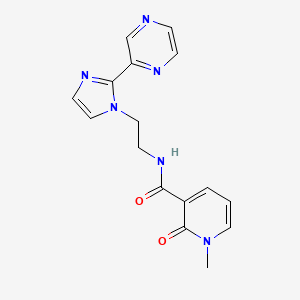 molecular formula C16H16N6O2 B2416800 1-methyl-2-oxo-N-(2-(2-(pyrazin-2-yl)-1H-imidazol-1-yl)ethyl)-1,2-dihydropyridine-3-carboxamide CAS No. 2034507-79-2