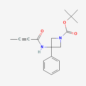 molecular formula C18H22N2O3 B2416809 Tert-butyl 3-(but-2-ynoylamino)-3-phenylazetidine-1-carboxylate CAS No. 2411306-47-1
