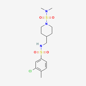 molecular formula C15H24ClN3O4S2 B2416810 4-((3-chloro-4-methylphenylsulfonamido)methyl)-N,N-dimethylpiperidine-1-sulfonamide CAS No. 2034375-82-9