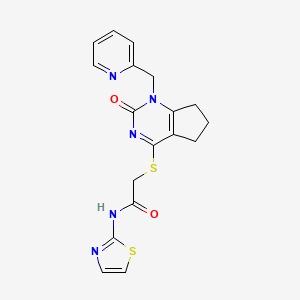 2-((2-oxo-1-(pyridin-2-ylmethyl)-2,5,6,7-tetrahydro-1H-cyclopenta[d]pyrimidin-4-yl)thio)-N-(thiazol-2-yl)acetamide