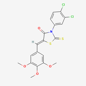 molecular formula C19H15Cl2NO4S2 B2416826 (Z)-3-(3,4-二氯苯基)-2-硫代-5-(3,4,5-三甲氧基苄叉亚甲基)噻唑烷-4-酮 CAS No. 488096-83-9