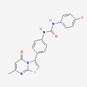 molecular formula C20H15FN4O2S B2416832 1-(4-fluorophenyl)-3-(4-(7-methyl-5-oxo-5H-thiazolo[3,2-a]pyrimidin-3-yl)phenyl)urea CAS No. 1105246-92-1