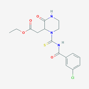 Ethyl (1-{[(3-chlorophenyl)carbonyl]carbamothioyl}-3-oxopiperazin-2-yl)acetate