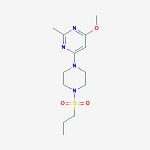 molecular formula C13H22N4O3S B2416862 4-Methoxy-2-methyl-6-(4-(propylsulfonyl)piperazin-1-yl)pyrimidine CAS No. 946232-49-1