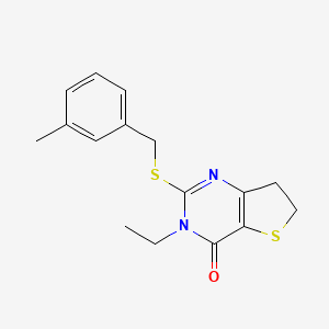 molecular formula C16H18N2OS2 B2416867 3-Ethyl-2-[(3-methylphenyl)methylsulfanyl]-6,7-dihydrothieno[3,2-d]pyrimidin-4-one CAS No. 893368-72-4