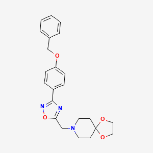 molecular formula C23H25N3O4 B2416869 8-((3-(4-(Benzyloxy)phenyl)-1,2,4-oxadiazol-5-yl)methyl)-1,4-dioxa-8-azaspiro[4.5]decane CAS No. 1252824-96-6