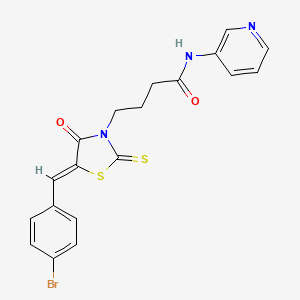 molecular formula C19H16BrN3O2S2 B2416875 (Z)-4-(5-(4-bromobenzylidene)-4-oxo-2-thioxothiazolidin-3-yl)-N-(pyridin-3-yl)butanamide CAS No. 461682-14-4