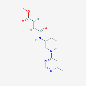 molecular formula C16H22N4O3 B2416879 Methyl (E)-4-[[1-(6-ethylpyrimidin-4-yl)piperidin-3-yl]amino]-4-oxobut-2-enoate CAS No. 2411336-84-8