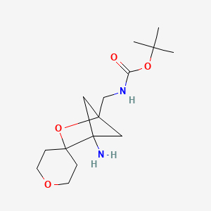 tert-Butyl ((1-aminotetrahydro-3-oxaspiro[bicyclo[2.1.1]hexane-2,4'-pyran]-4-yl)methyl)carbamate