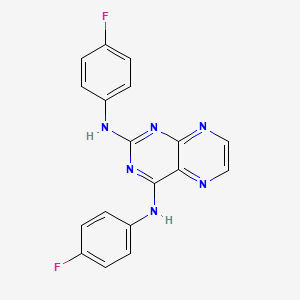 molecular formula C18H12F2N6 B2416889 N,N'-bis(4-fluorophenyl)pteridine-2,4-diamine CAS No. 946289-03-8