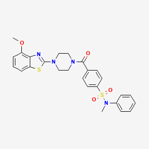 molecular formula C26H26N4O4S2 B2416909 4-(4-(4-methoxybenzo[d]thiazol-2-yl)piperazine-1-carbonyl)-N-methyl-N-phenylbenzenesulfonamide CAS No. 922826-24-2