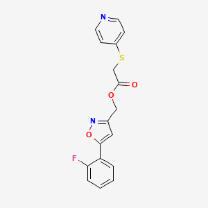(5-(2-Fluorophenyl)isoxazol-3-yl)methyl 2-(pyridin-4-ylthio)acetate
