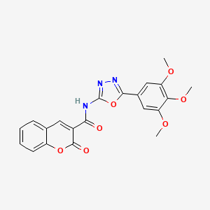molecular formula C21H17N3O7 B2416919 2-oxo-N-(5-(3,4,5-trimethoxyphenyl)-1,3,4-oxadiazol-2-yl)-2H-chromene-3-carboxamide CAS No. 891119-23-6