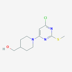 molecular formula C11H16ClN3OS B2416921 (1-(6-Chloro-2-(methylthio)pyrimidin-4-yl)piperidin-4-yl)methanol CAS No. 1261232-57-8