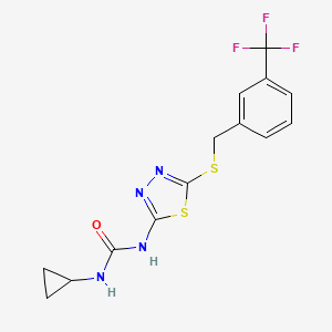 molecular formula C14H13F3N4OS2 B2416922 1-环丙基-3-(5-((3-(三氟甲基)苄基)硫代)-1,3,4-噻二唑-2-基)脲 CAS No. 1171565-57-3