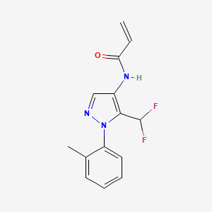molecular formula C14H13F2N3O B2416929 N-[5-(Difluoromethyl)-1-(2-methylphenyl)pyrazol-4-yl]prop-2-enamide CAS No. 2361655-81-2