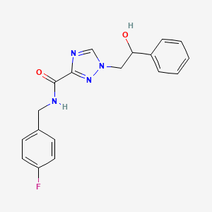molecular formula C18H17FN4O2 B2416934 N-(4-fluorobenzyl)-1-(2-hydroxy-2-phenylethyl)-1H-1,2,4-triazole-3-carboxamide CAS No. 2108521-14-6