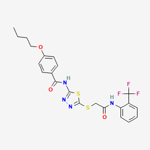molecular formula C22H21F3N4O3S2 B2416938 4-butoxy-N-[5-[2-oxo-2-[2-(trifluoromethyl)anilino]ethyl]sulfanyl-1,3,4-thiadiazol-2-yl]benzamide CAS No. 392297-14-2