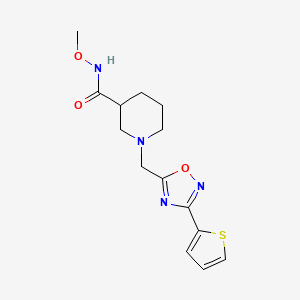 molecular formula C14H18N4O3S B2416951 N-methoxy-1-((3-(thiophen-2-yl)-1,2,4-oxadiazol-5-yl)methyl)piperidine-3-carboxamide CAS No. 1286699-67-9