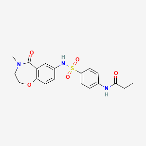molecular formula C19H21N3O5S B2416953 N-(4-(N-(4-甲基-5-氧代-2,3,4,5-四氢苯并[f][1,4]噁杂卓-7-基)磺酰胺)苯基)丙酰胺 CAS No. 926031-91-6