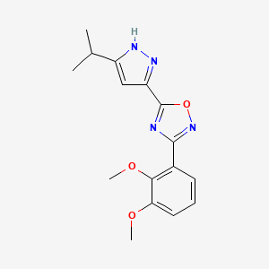 molecular formula C16H18N4O3 B2416955 3-(2,3-dimethoxyphenyl)-5-(3-isopropyl-1H-pyrazol-5-yl)-1,2,4-oxadiazole CAS No. 1037176-34-3
