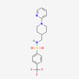 molecular formula C18H20F3N3O2S B2416959 N-((1-(吡啶-2-基)哌啶-4-基)甲基)-4-(三氟甲基)苯磺酰胺 CAS No. 1235321-55-7