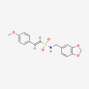 (E)-N-(1,3-benzodioxol-5-ylmethyl)-2-(4-methoxyphenyl)ethenesulfonamide