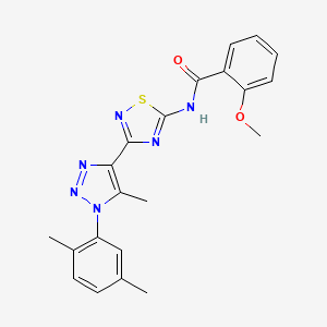molecular formula C21H20N6O2S B2416971 N-(3-(1-(2,5-二甲苯基)-5-甲基-1H-1,2,3-三唑-4-基)-1,2,4-噻二唑-5-基)-2-甲氧基苯甲酰胺 CAS No. 932350-40-8