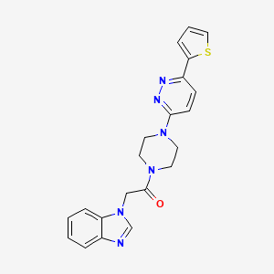 molecular formula C21H20N6OS B2416975 2-(1H-benzo[d]imidazol-1-yl)-1-(4-(6-(thiophen-2-yl)pyridazin-3-yl)piperazin-1-yl)ethanone CAS No. 1203158-64-8