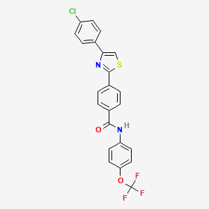 molecular formula C23H14ClF3N2O2S B2416977 4-[4-(4-chlorophenyl)-1,3-thiazol-2-yl]-N-[4-(trifluoromethoxy)phenyl]benzamide CAS No. 338408-12-1