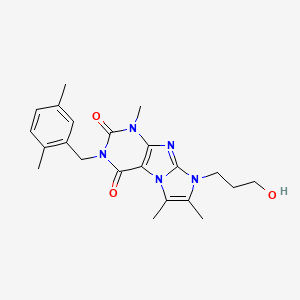 molecular formula C22H27N5O3 B2416981 3-(2,5-dimethylbenzyl)-8-(3-hydroxypropyl)-1,6,7-trimethyl-1H-imidazo[2,1-f]purine-2,4(3H,8H)-dione CAS No. 919041-71-7