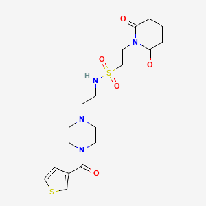 molecular formula C18H26N4O5S2 B2416985 2-(2,6-dioxopiperidin-1-yl)-N-(2-(4-(thiophene-3-carbonyl)piperazin-1-yl)ethyl)ethanesulfonamide CAS No. 1251574-21-6