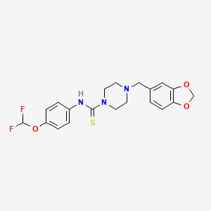 molecular formula C20H21F2N3O3S B2416988 4-(1,3-benzodioxol-5-ylmethyl)-N-[4-(difluoromethoxy)phenyl]piperazine-1-carbothioamide CAS No. 473670-25-6