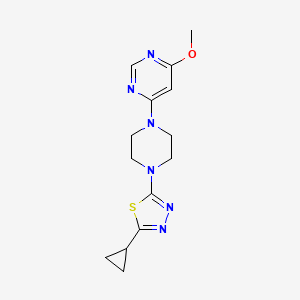molecular formula C14H18N6OS B2416991 2-Cyclopropyl-5-[4-(6-methoxypyrimidin-4-yl)piperazin-1-yl]-1,3,4-thiadiazole CAS No. 2415572-30-2
