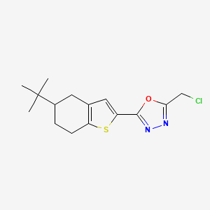 molecular formula C15H19ClN2OS B2416994 2-(5-叔丁基-4,5,6,7-四氢-1-苯并噻吩-2-基)-5-(氯甲基)-1,3,4-恶二唑 CAS No. 851721-80-7