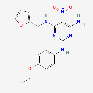 molecular formula C17H18N6O4 B2416999 6-氨基-2-[(4-乙氧基苯基)氨基]-5-硝基嘧啶-4-基}(2-呋喃基甲基)胺 CAS No. 713088-90-5