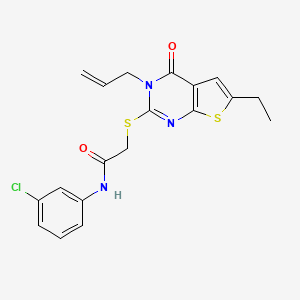 molecular formula C19H18ClN3O2S2 B2417001 2-((3-allyl-6-ethyl-4-oxo-3,4-dihydrothieno[2,3-d]pyrimidin-2-yl)thio)-N-(3-chlorophenyl)acetamide CAS No. 421577-99-3
