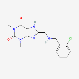 molecular formula C15H16ClN5O2 B2417002 8-(((2-chlorobenzyl)amino)methyl)-1,3-dimethyl-1H-purine-2,6(3H,7H)-dione CAS No. 838866-39-0