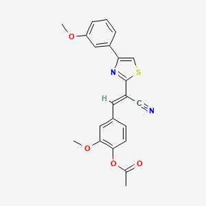 molecular formula C22H18N2O4S B2417013 (E)-4-(2-cyano-2-(4-(3-methoxyphenyl)thiazol-2-yl)vinyl)-2-methoxyphenyl acetate CAS No. 683250-29-5