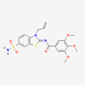 molecular formula C20H21N3O6S2 B2417025 (Z)-N-(3-allyl-6-sulfamoylbenzo[d]thiazol-2(3H)-ylidene)-3,4,5-trimethoxybenzamide CAS No. 865176-03-0