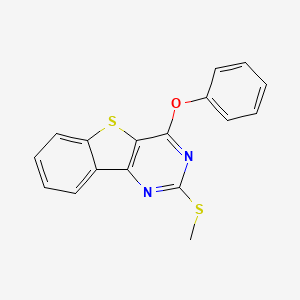 molecular formula C17H12N2OS2 B2417028 2-(Methylsulfanyl)-4-phenoxy[1]benzothieno[3,2-d]pyrimidine CAS No. 477872-83-6