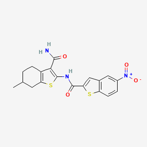 molecular formula C19H17N3O4S2 B2417029 N-(3-carbamoyl-6-methyl-4,5,6,7-tetrahydro-1-benzothiophen-2-yl)-5-nitro-1-benzothiophene-2-carboxamide CAS No. 379701-23-2