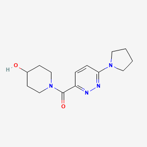 molecular formula C14H20N4O2 B2417032 (4-Hydroxypiperidin-1-yl)(6-(pyrrolidin-1-yl)pyridazin-3-yl)methanone CAS No. 1396881-53-0